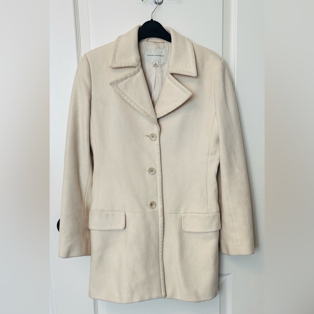 Banana Republic Cream Pea Coat SZ M